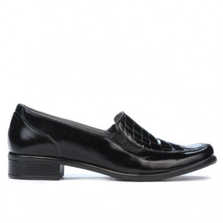 Γυναικεία παπούτσια casual 649 croco λουστρίνι μαύρο