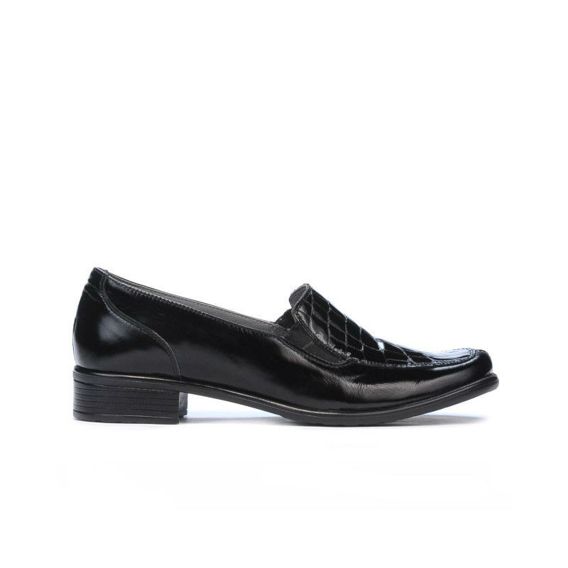 Γυναικεία παπούτσια casual 649 croco λουστρίνι μαύρο