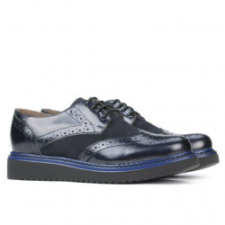 Γυναικεία casual παπούτσια 663-1 βερνίκι indigo συνδυασμένο