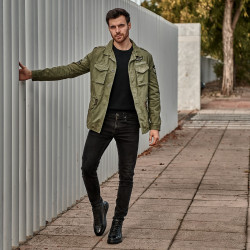 Ανδρικά μποτάκια 4125 συνδυασμένο μαύρο lifestyle