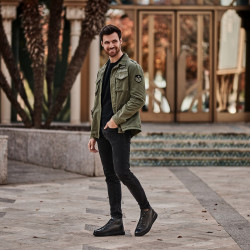 Ανδρικά μποτάκια 4125 συνδυασμένο μαύρο lifestyle