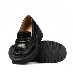 Γυναικεία casual παπούτσια 6041 croco μαύρο συνδυασμένο