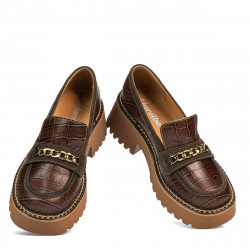 Γυναικεία casual παπούτσια 6041 croco καφέ συνδυασμός