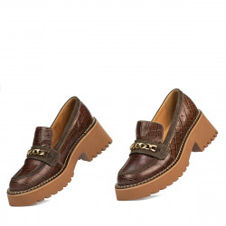 Γυναικεία casual παπούτσια 6041 croco καφέ συνδυασμός