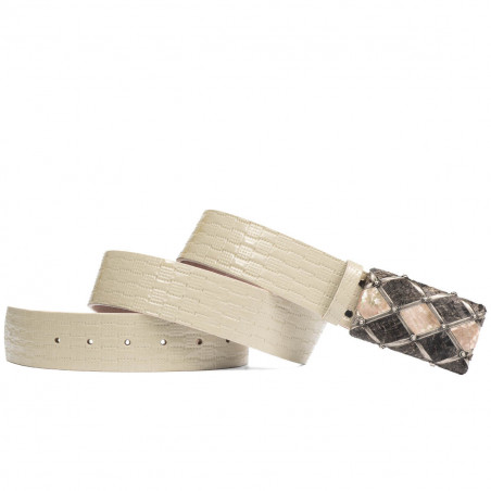 Ζώνη unisex 05ld λάκα μπεζ