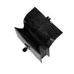 Τσάντα ώμου γυναικεία 020g 01 croco lac negru
