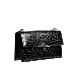 Τσάντα ώμου γυναικεία 020g 01 croco lac negru