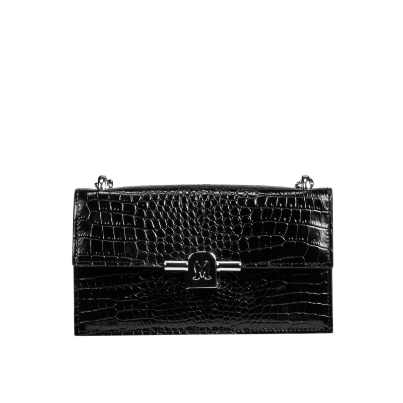 Τσάντα ώμου γυναικεία 020g 01 croco lac negru