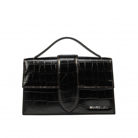 Τσάντα γυναικεία ώμου 028g 01 croco dark brown