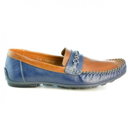 Μοκασίνια ανδρικά 737 indigo+καφέ