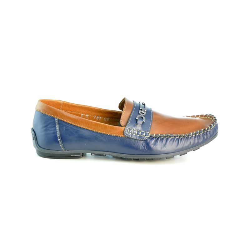 Μοκασίνια ανδρικά 737 indigo+καφέ