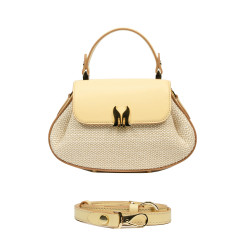 Τσάντα γυναικεία χειρός 042g butter yellow+raffia