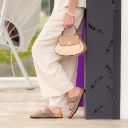 Τσάντα γυναικεία χειρός 042g 01biz nude+ψάθα lifestyle